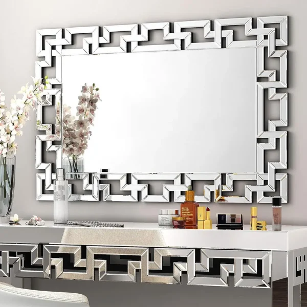 Large Rectangular Mirror with Grecian Venetian Frame Edge
