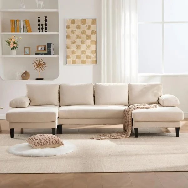 U-Shaped Sectional Sofa Couch with Double Chaise