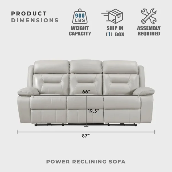 Power Double Recliner Sofa with Pillow Top Armrests
