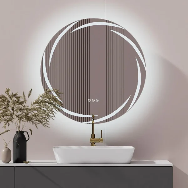 LED Circle Illuminated Bathroom Backlit Mirror w/Anti-fog