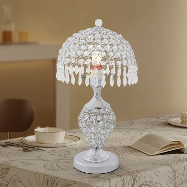 Silver Mermaid Crystal Table Lamp